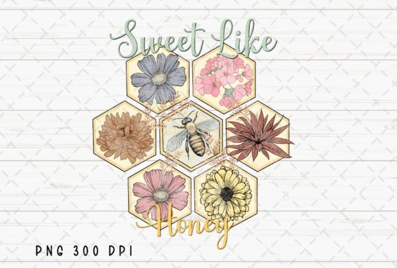 Download Sweet Like Honey Floral Bee Retro PNG - Sweet like honey Collection