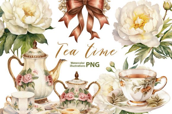 Download Vintage Gold Tea Party Png - Gold Collection