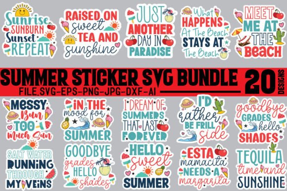 Download Summer Sticker SVG Bundle, Summer SVG - Summer sticker svg bundle Collection