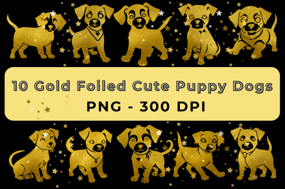 Download Gold Foiled Cute Puppy Dogs - Gold Collection