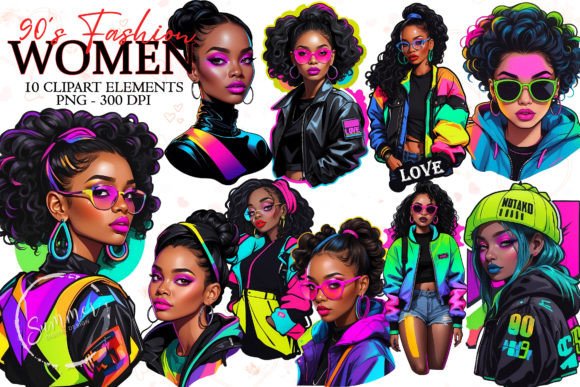 Download Girl Neon 90s Fashion Stickers Clipart - Fashion stickers Collection
