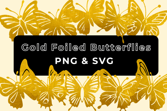 Download Gold Foiled Butterflies Clipart - Gold Collection
