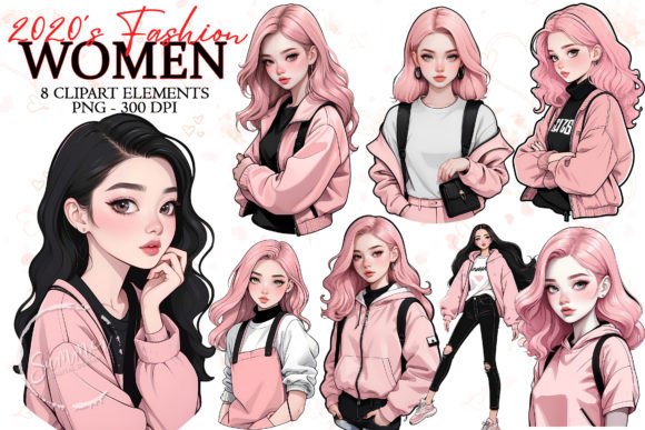 Download 2020s Women Pastel Pink Fashion Stickers - Fashion stickers Collection