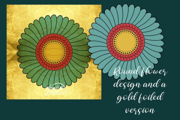 Download Gold Foiled Green Flower Design - Gold Collection