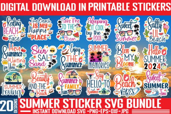 Download Summer Sticker SVG Bundle, Printable SVG - Summer sticker svg bundle Collection